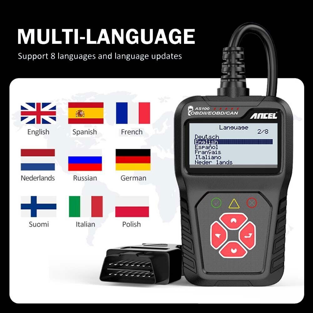 Ancel AS100 OBD2 Scanner Car Diagnostic Tool Erase Engine Fault OBD2 Code Reader