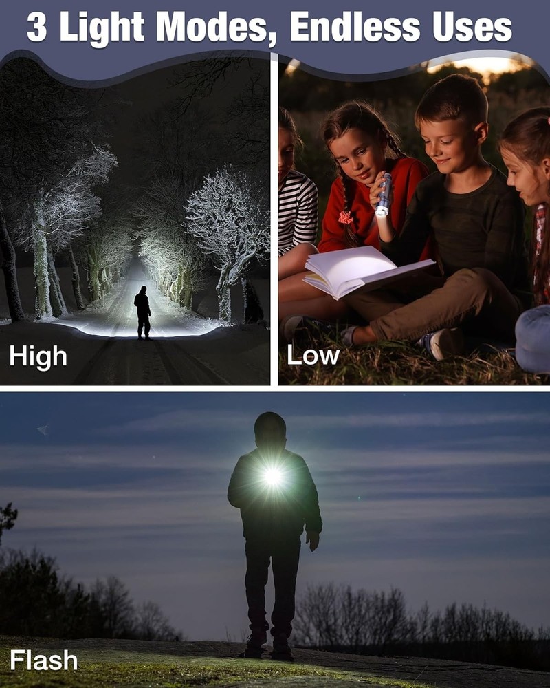 EverBrite Compact LED Flashlights Mini Flashlights Water-Resistant 3 Light Modes