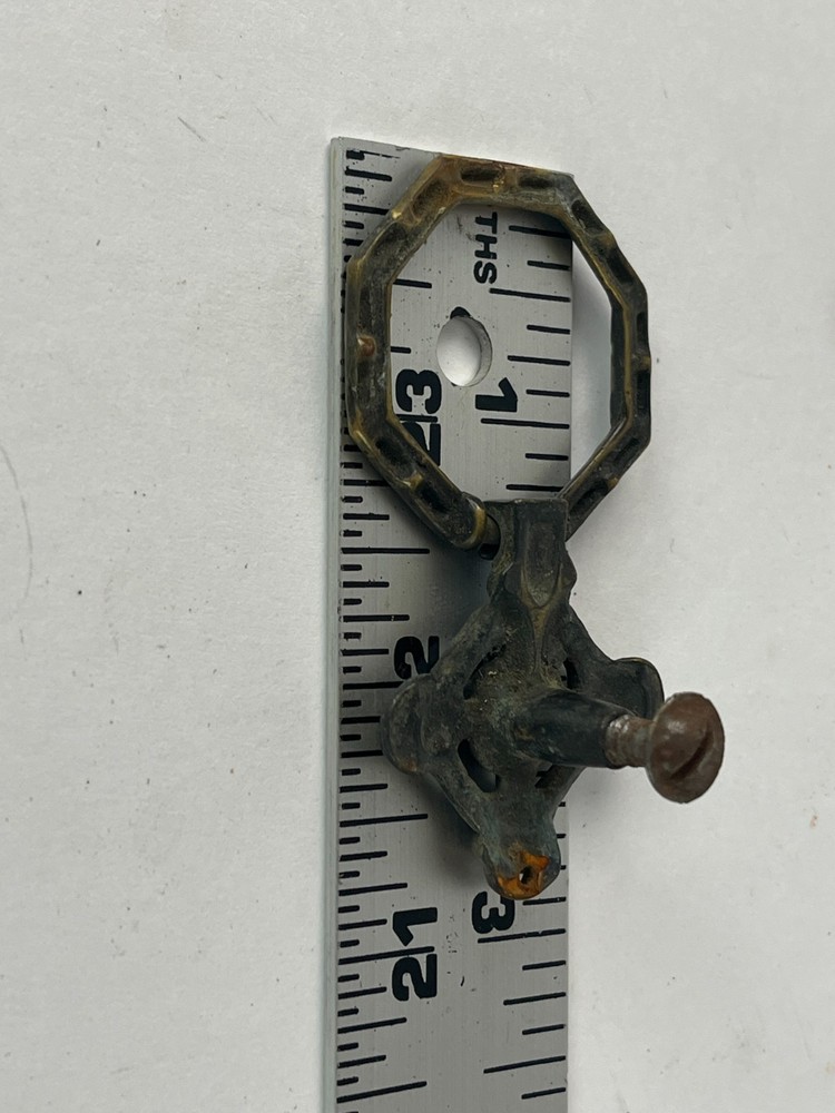 3 Antique Solid Brass Drawer Pulls - Drop Ring Pull Knobs - Victorian Colonial