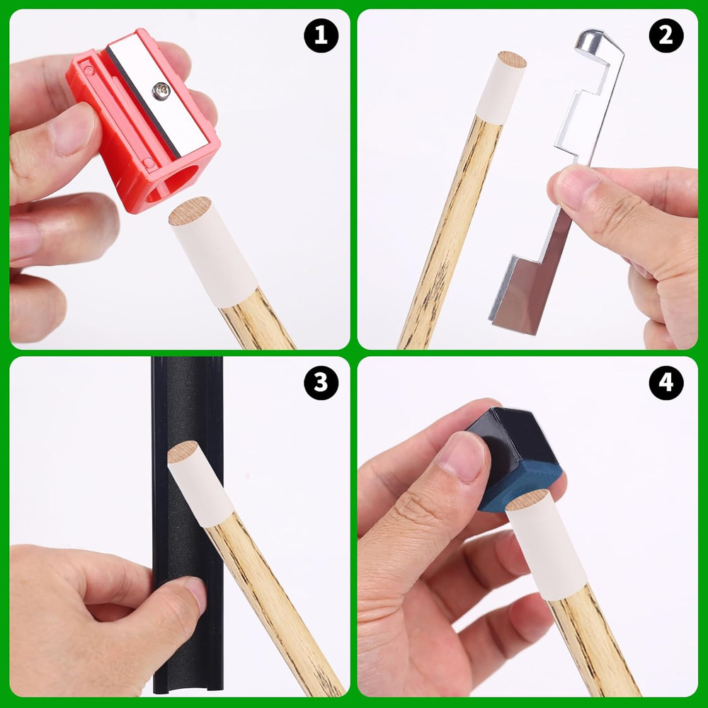 Professional Billiard Cue Repair Kit with Tips, Chalk, and Tools