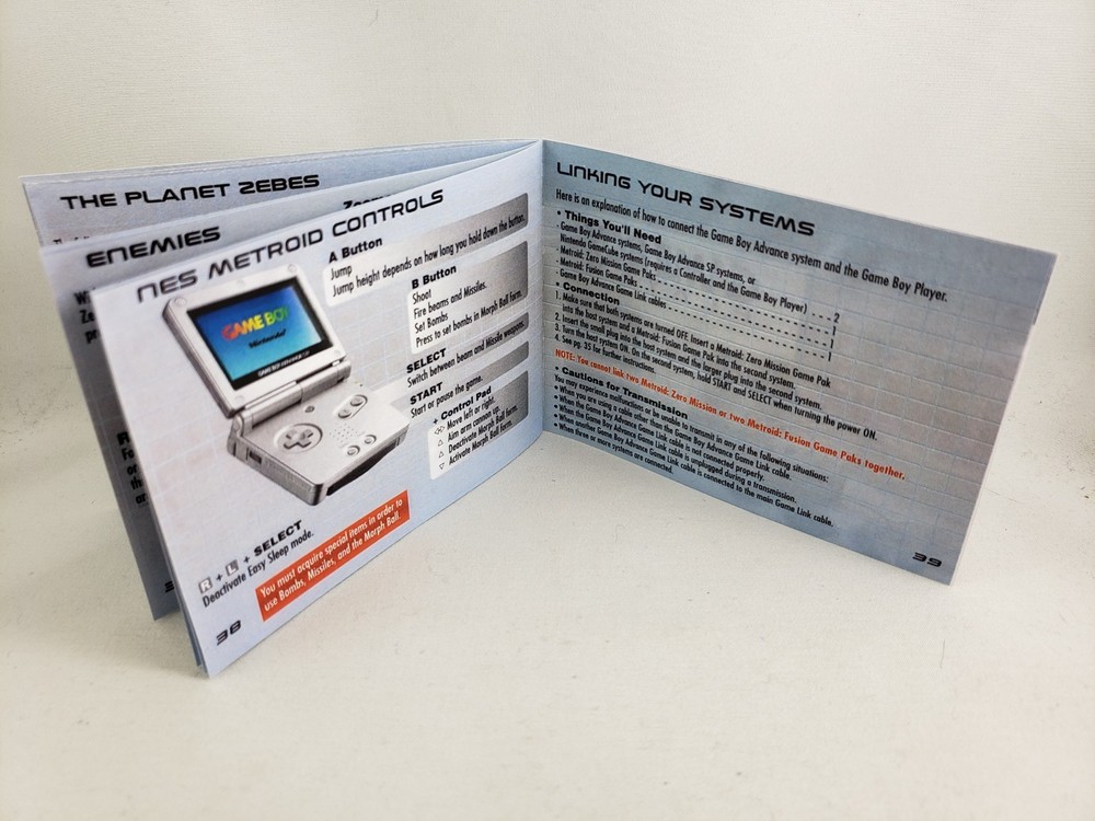 MANUAL GBA - METROID ZERO MISSION - Nintendo 'Replacement' Instruction Booklet