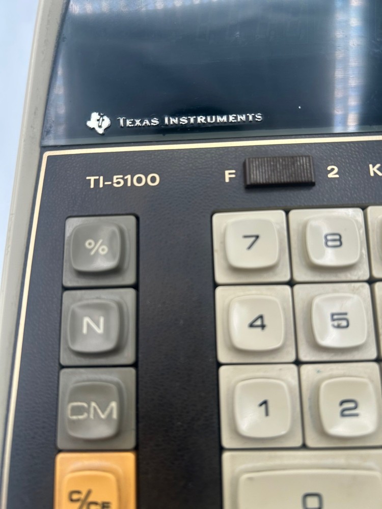 Vintage Texas Instruments TI-5100 Electronic Calculator & AC Adaptor Working E1