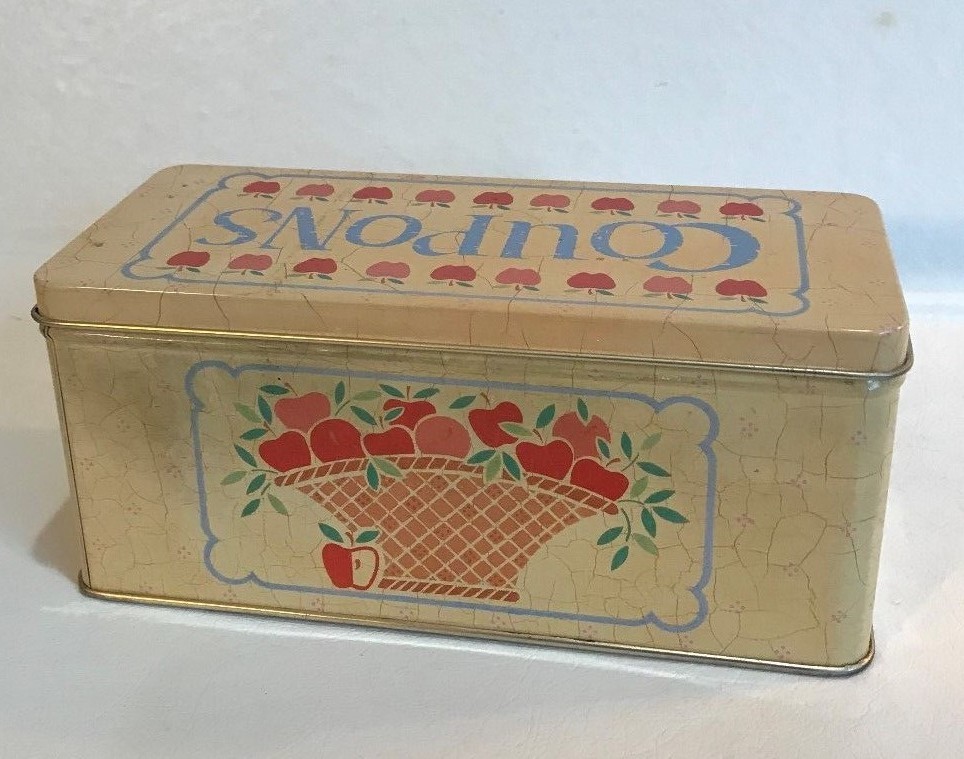 Apples Coupon Tin Rectangular Shaped Box~NO Dividers