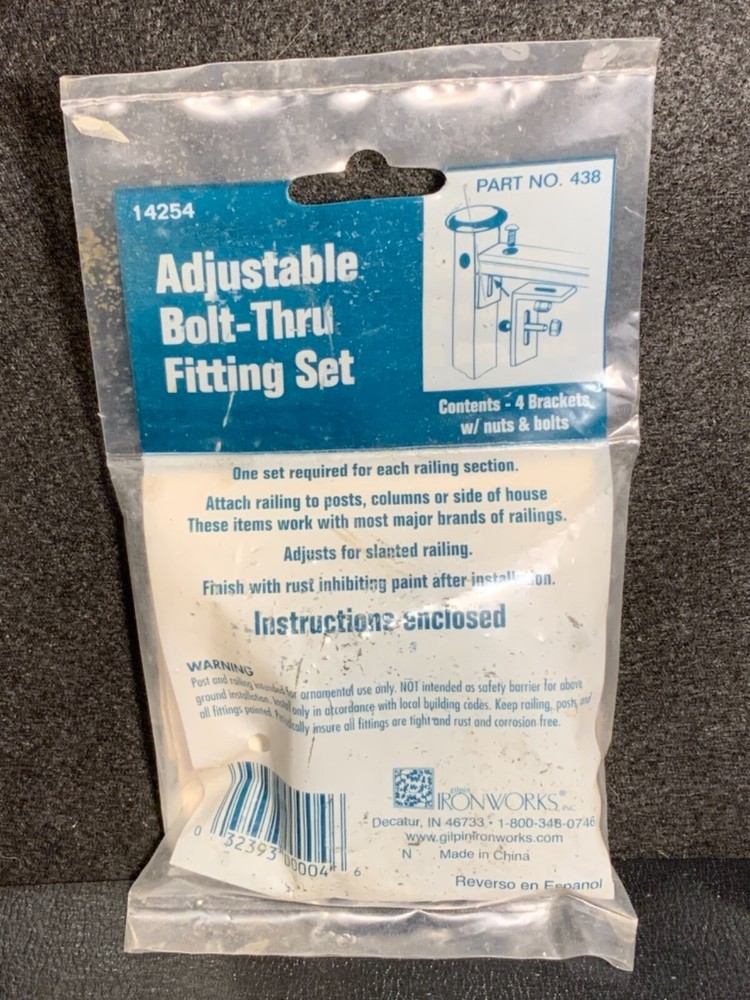 Adjustable Bolt-Thru Fitting Set No 438 Gilpin Ironworks Railings Posts Columns