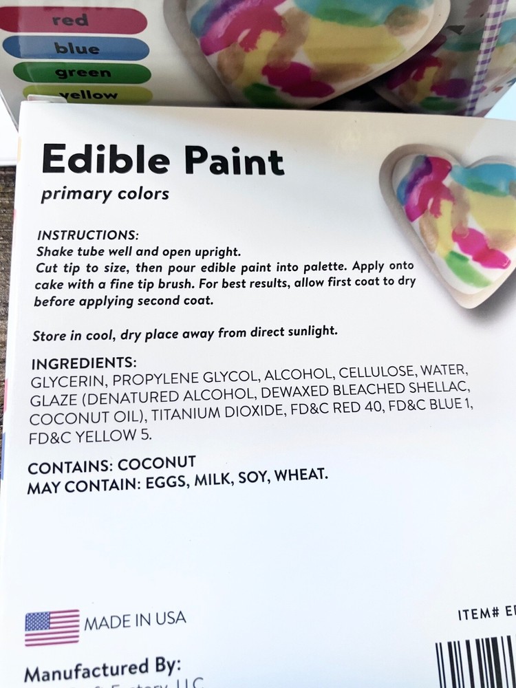 Cake Craft Edible Paint Primary Colors 2 Boxes New