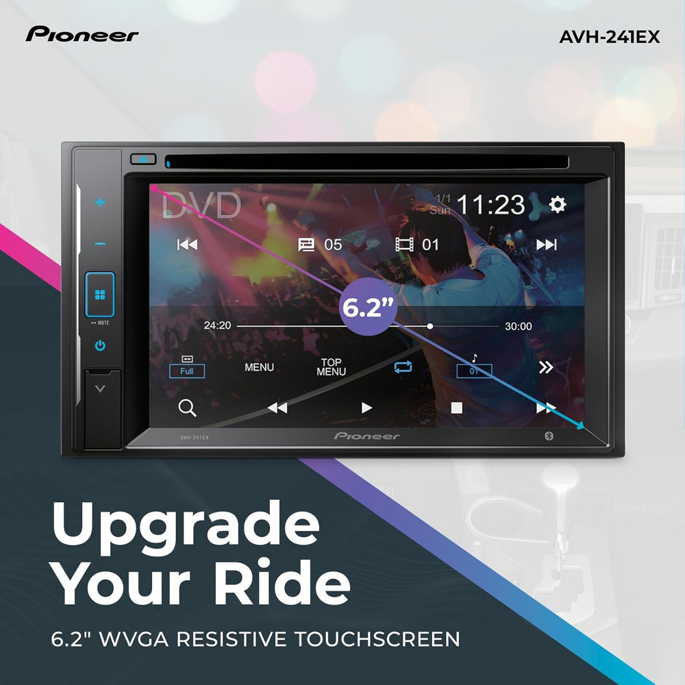 AVH-241EX 6.2" Resistive Touchscreen, Double Din – Bluetooth, Backup Camera Comp