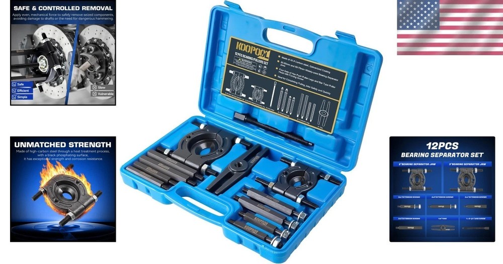 Wheel Hub Puller Set, 5 Ton Capacity Bearing Separator