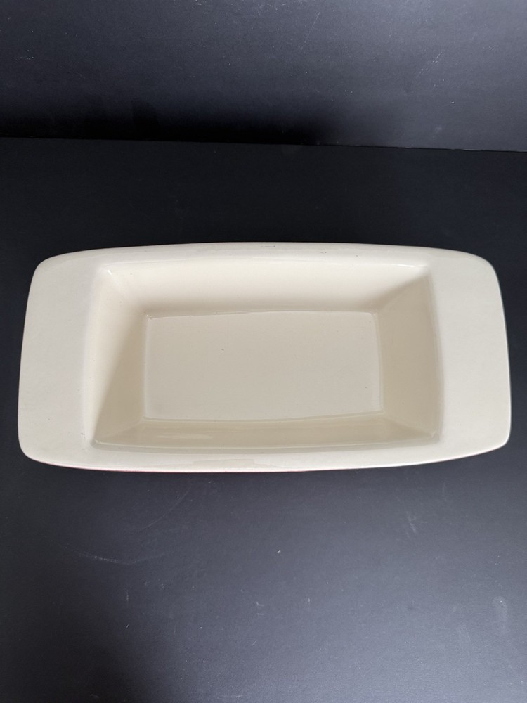 KITCHENAID 1 QUART LOAF PAN MAROON/CREAM CERAMIC STONEWARE EUC!