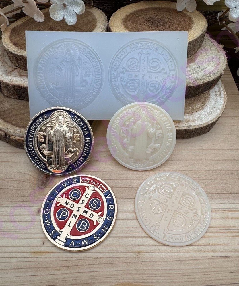 Saint Benedict Medal (SMALL-SHALLOW) Front & back handmade silicone mold