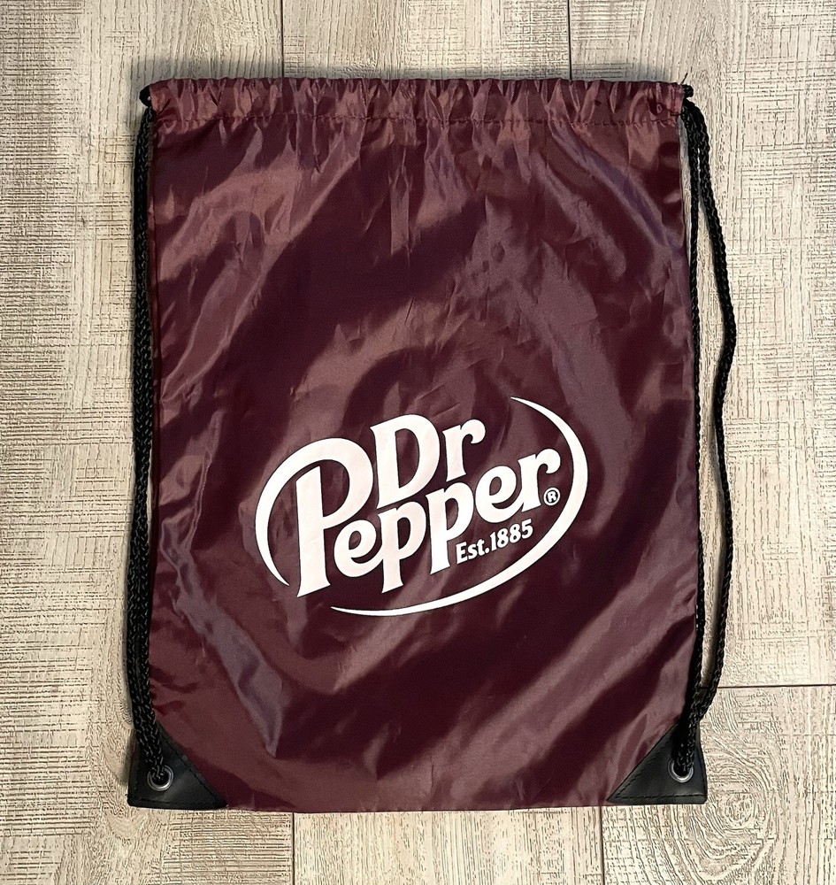 Dr Pepper Drawstring Backpack Maroon Cinch Bag