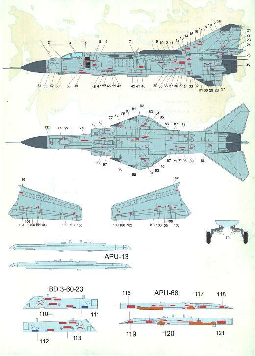 Print Scale Decals 1/48 MIKOYAN MiG-23 "FLOGGER" TECHNICAL STENCILS