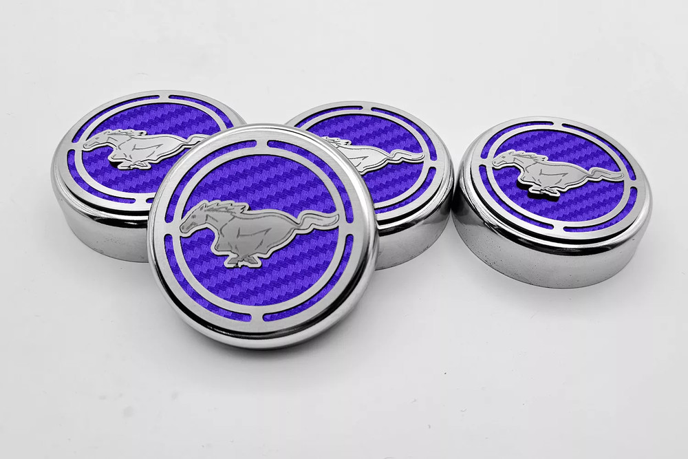 2015-2025 MUSTANG - FLUID CAP COVER AUTOMATIC TRANSMISSIONS ONLY, PONY LOGO 4PC
