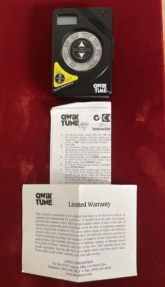 Qwik Time Electronic Quartz Metronome 1995 Tested Works Great!