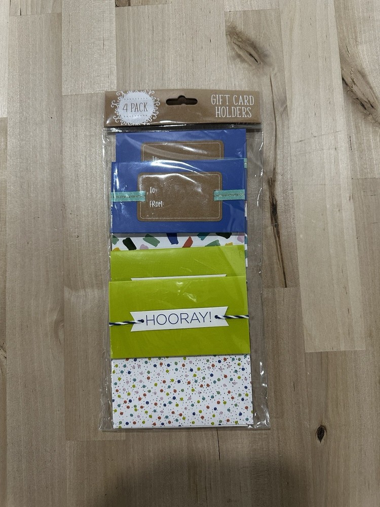 4 Pack Multicolor Gift Card Holders Polka Dot Abstract Solid Celebration