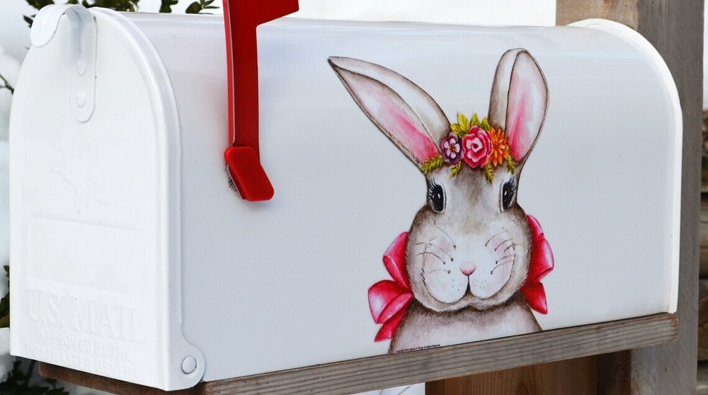 Mailbox Magnet Partial Cover Spring Easter Bunny with Floral Mail Box Car