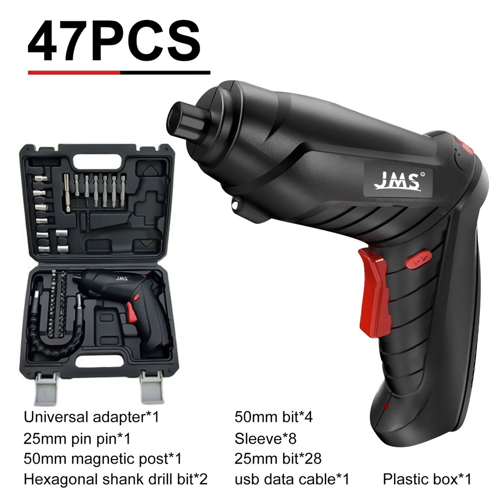 48PCS Mini Electric Rechargeable Cordless Screwdriver Drill Set w/ Bits & Lights