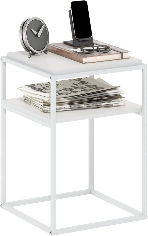 Moretti Side Table 2-Tier Stackable Metal Frame End Table W/ Open Shelf Night