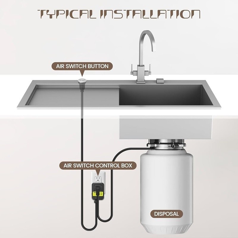 Air Switch Kit Stainless Steel Ultra Thin Socket Garbage Disposal Power Module