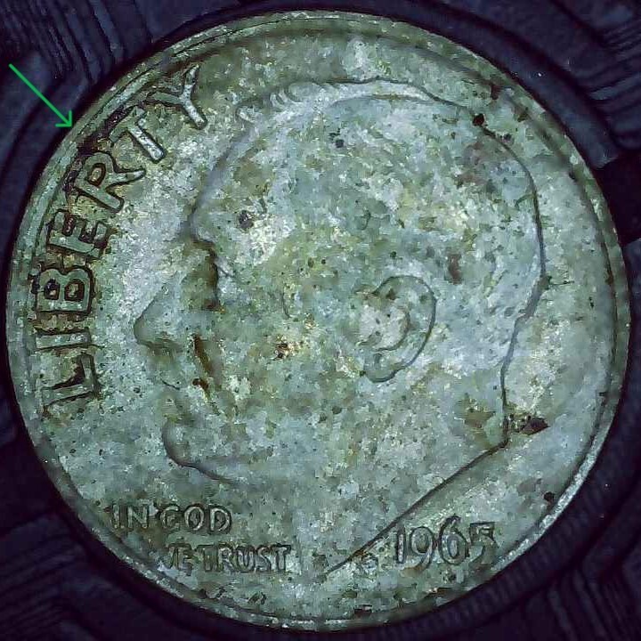 1965 Dime error collar clash and DDO on GOD