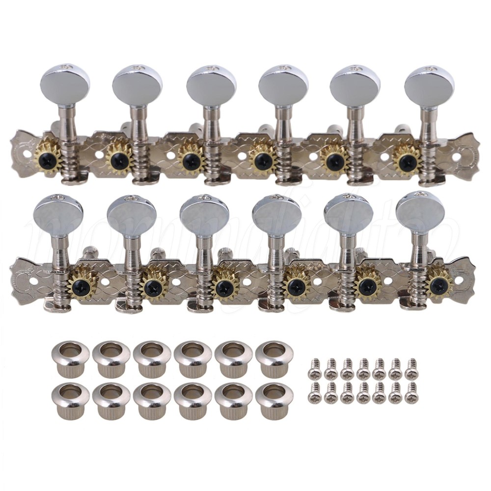Chrome Metal 12-String Guitar String Tuning Pegs 1L1R