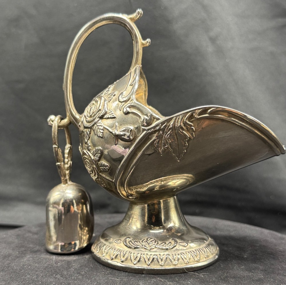 Silverplate Sugar Scuttle with Scoop Sugar Dish Sugar Bowl