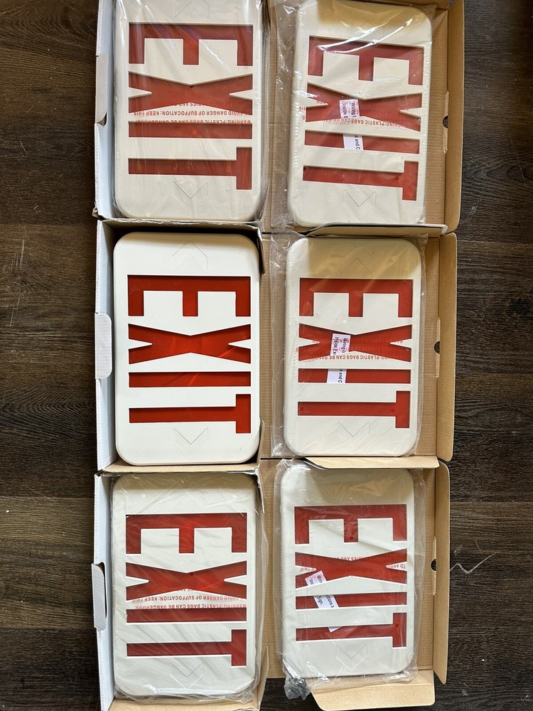 3 Pack RED LED Exit Signs Emergency Light CREE LED E-Conolight