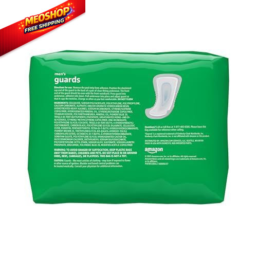 Amazon Basics Men's Incontinence Guards, Maximum Absorbency, 104 Count, White