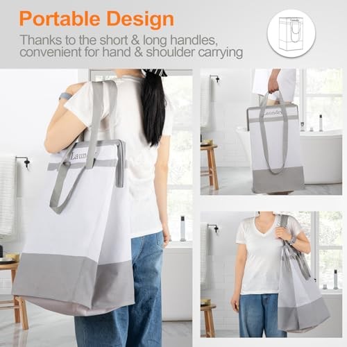 Laundry Basket 2Pack Laundry Hamper with Easy Carry Handles, 100L Gray