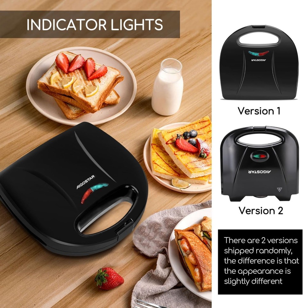 Sandwich Maker with Non-stick Deep Grid Surface for Egg, Ham, Steaks Compact Ele