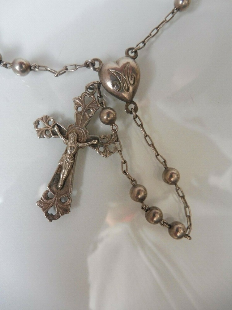 Beautiful, old Rosary, 800 silver, 80cm
