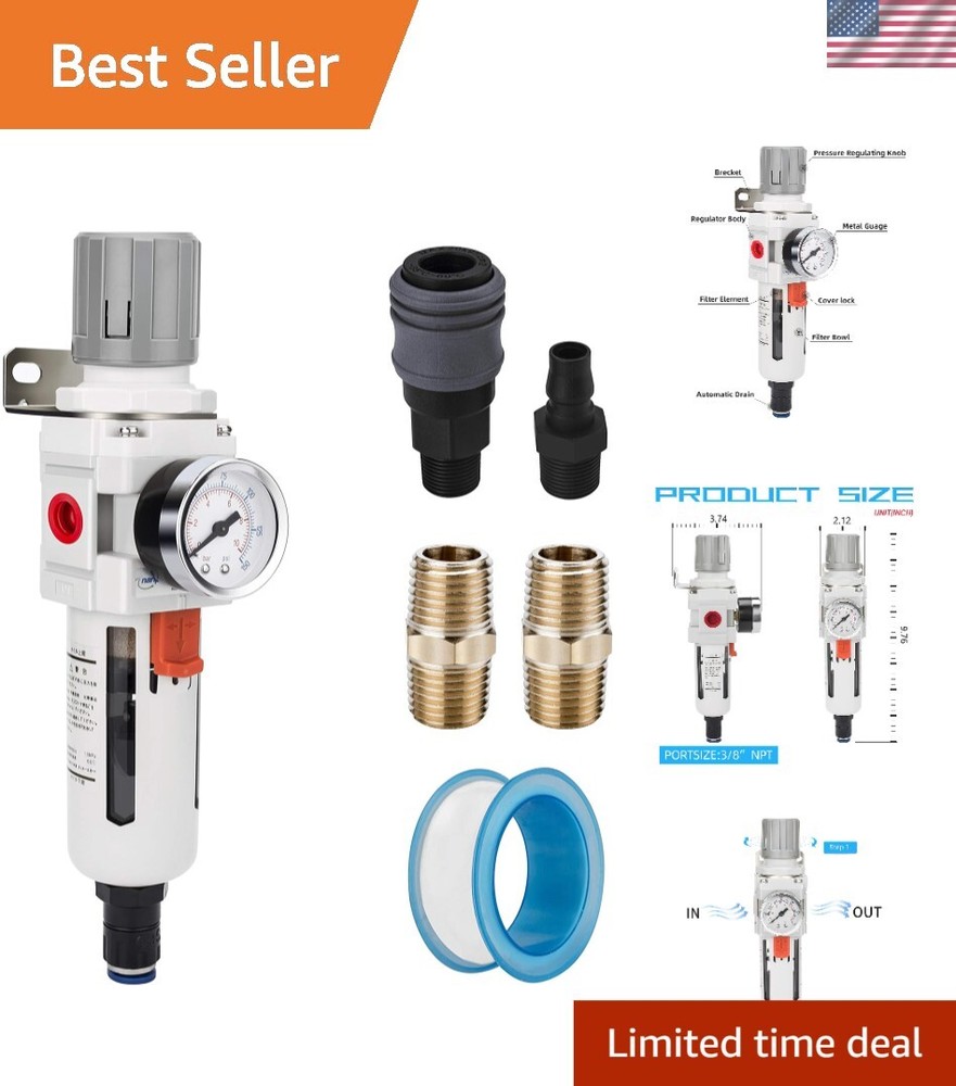 Advanced Auto Drain Air Pressure Filter/Regulator Combo with Heavy-Duty Features