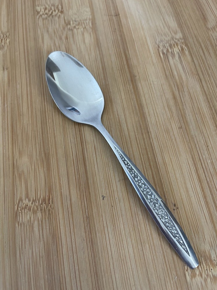 Customcraft Stainless CUS5 Textured Floral Tapered TEASPOON 5 3/4"