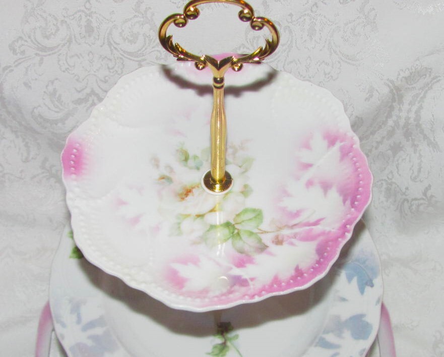 Custom Three Tier Tea Party Cake Stand Made With Antique Lusterware Plates