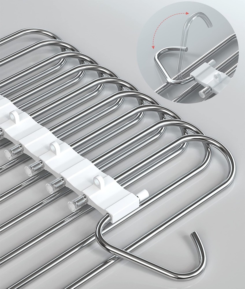 9 Layers Pants Hangers Space Saving, 2 Pack 2 Pack, Antiquewhite