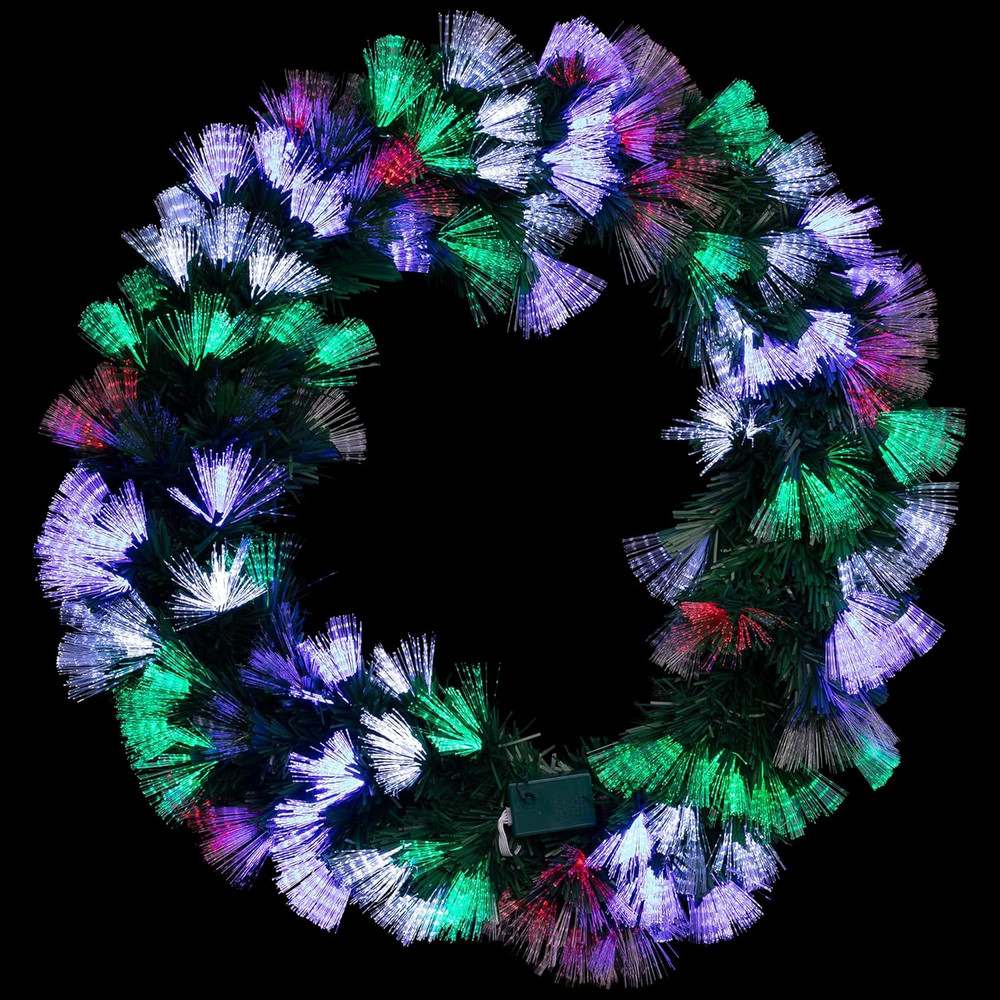 24" Multi-Function Coloring Changing Fiber Optic Artificial Pine Christmas Wreat