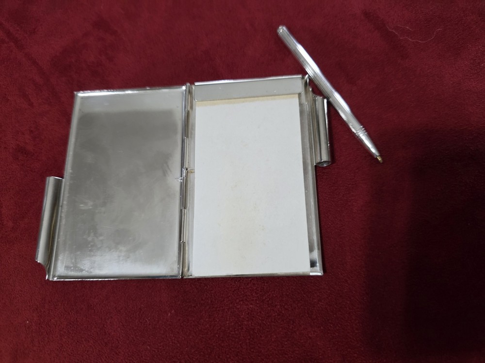 Antique Silver Case with Notepad and Pen