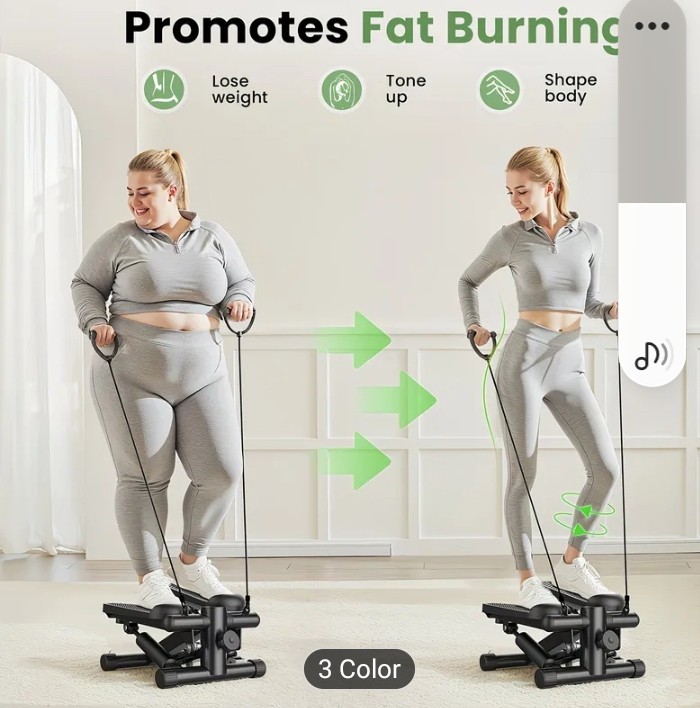Mini Exercise Stepper with Resistance Bands - Compact Stair Stepper Machine for