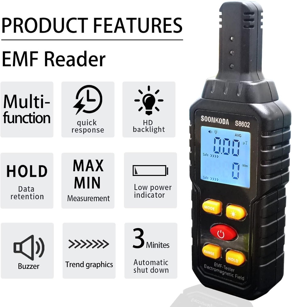 3 in 1 EMF Meter,EMF Reader,Electromagnetic Field Radiation Detector,EMF...