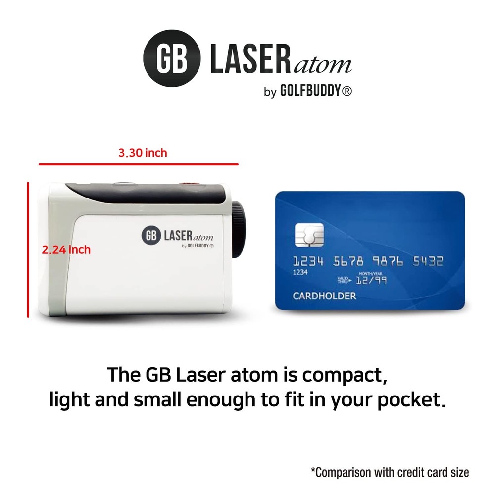 GOLFBUDDY Atom Golf Laser Rangefinder, Sleeker Compact Design, White