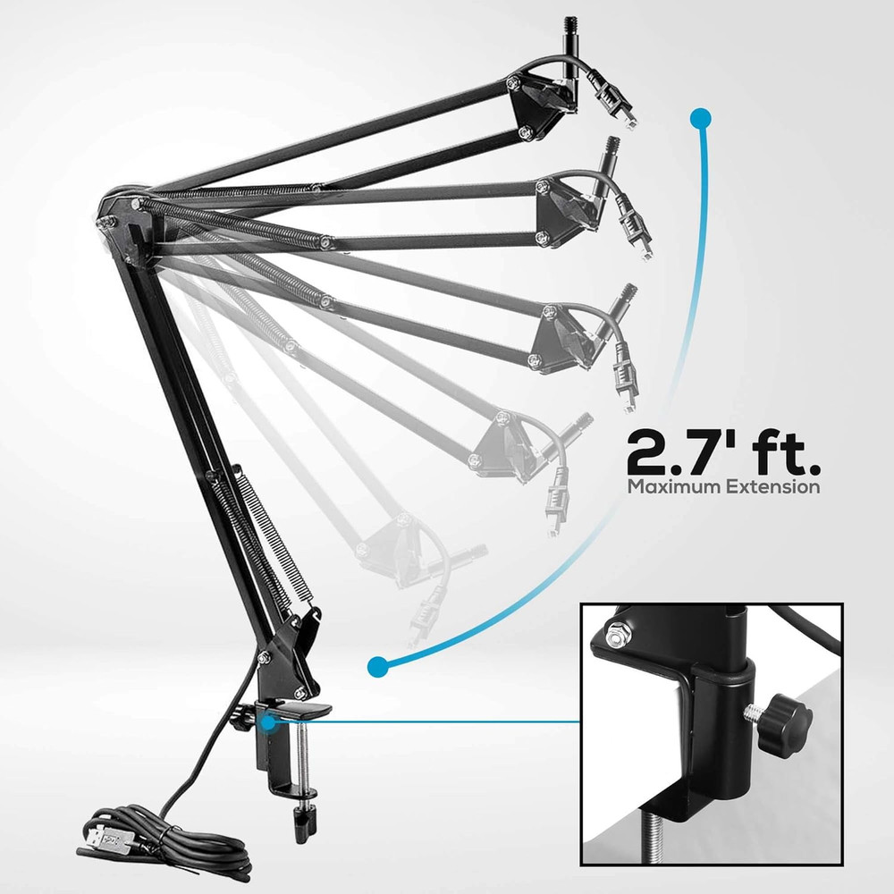-PRO USB Suspension Boom Microphone Stand - Adjustable Compact USB Microphone Ar