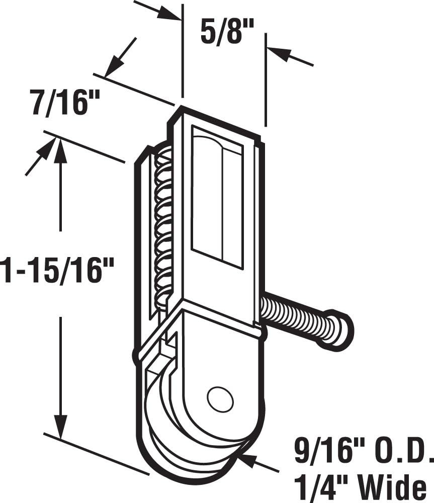 B 544 Sliding Screen Door Bottom Roller Assemblies, Fits Hi-Lite Doors (2 Pack)