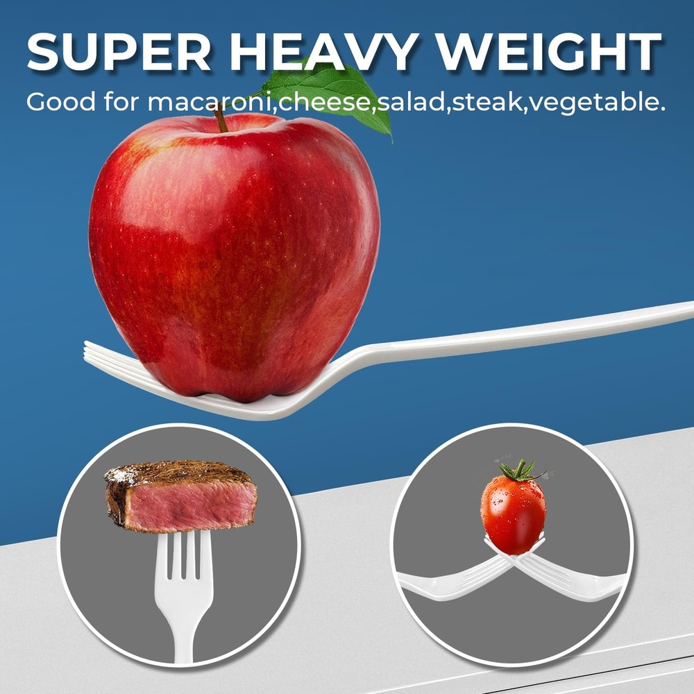 600Pack Disposable Plastic Forks Bulk White Heavy Duty Silverware - Value Pac...