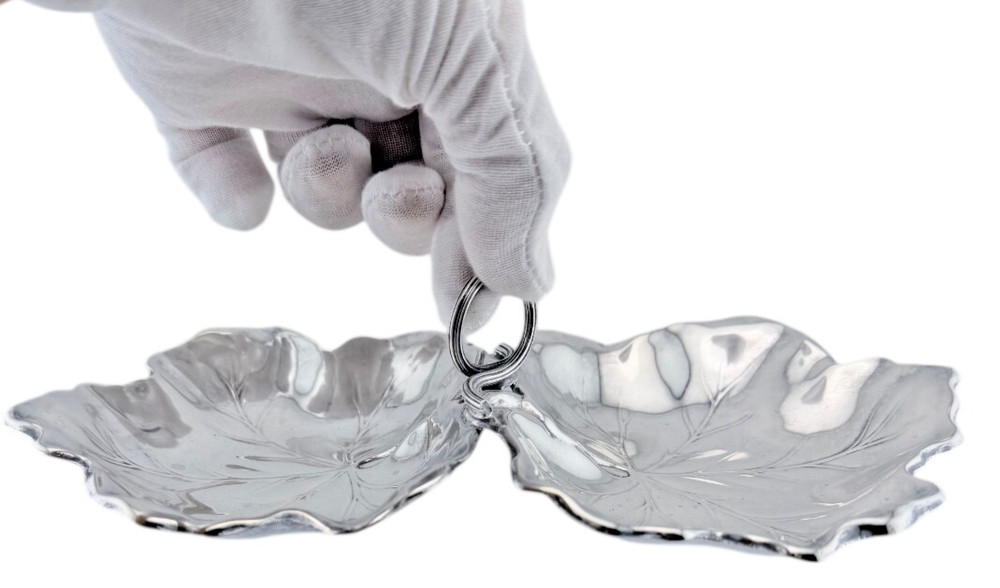 Reed & Barton, Sterling Silver Double Leaf Candy Dish