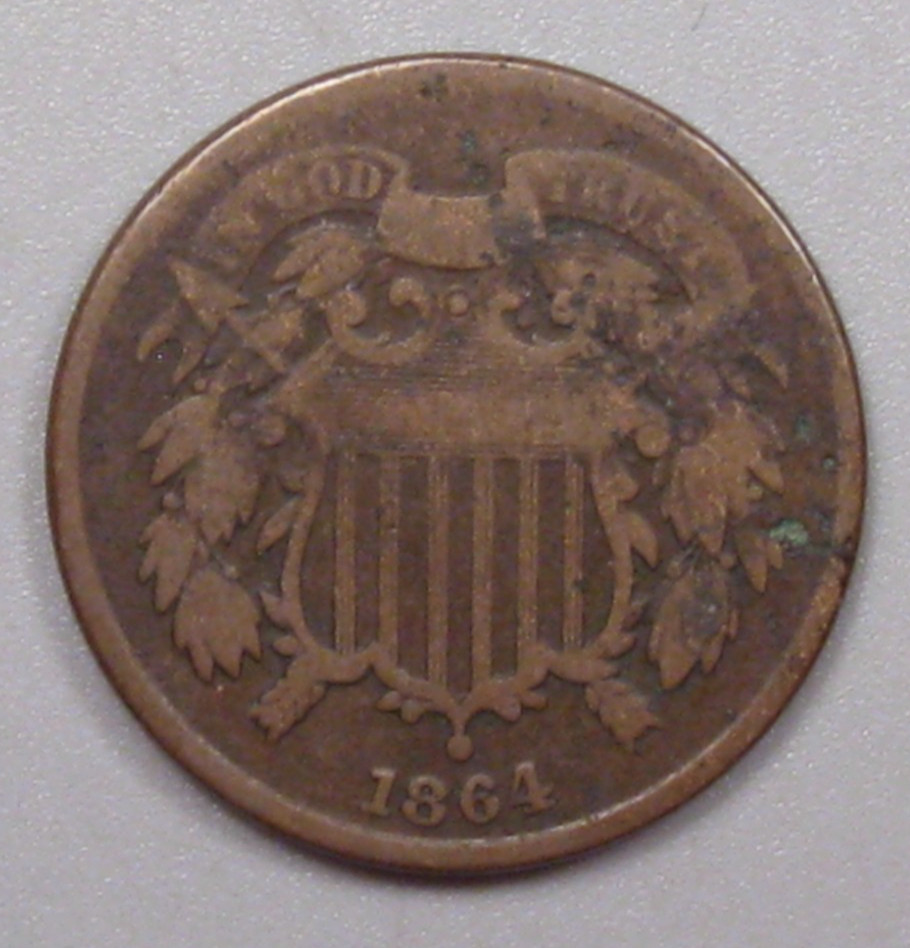 1864 Two Cent 2¢ Piece. #44