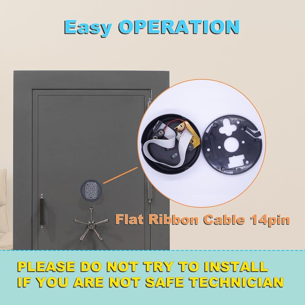 High Security Electronic Safe Lock Replacement Keypad with Solenoid Lock & 2 Key