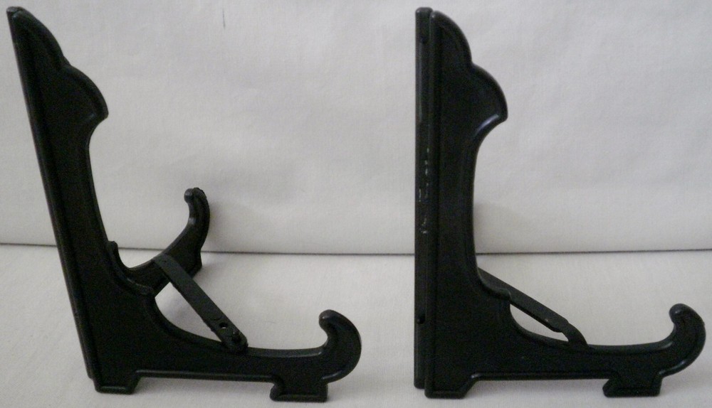 2 - 5” Black Plastic Folding Display Picture Plate Dish Easel Stand
