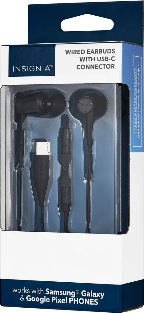 Insignia- USB-C Wired Earbud Headphone - Black