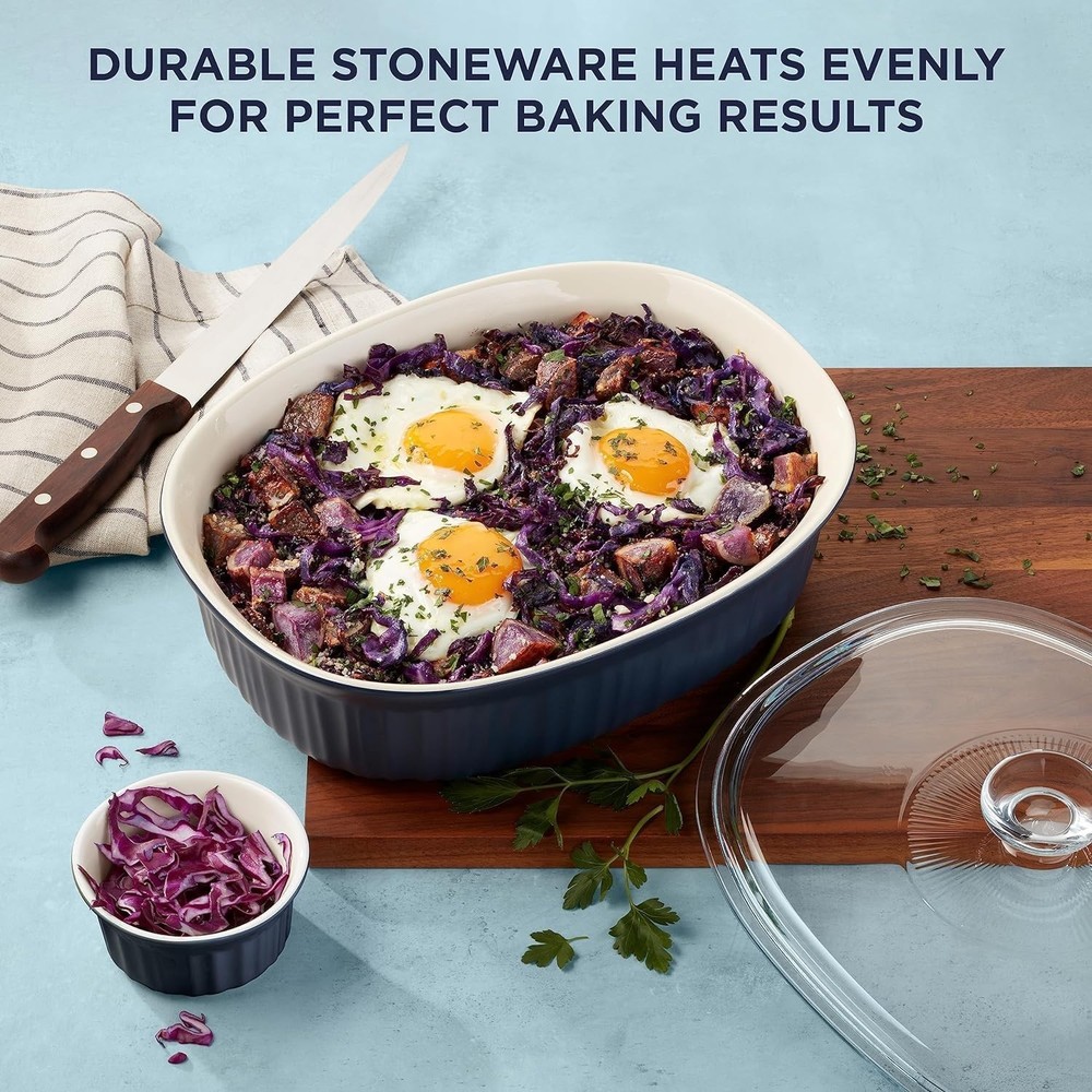 Versatile 10-Piece Stoneware Bakeware Set with Lids - Safe for All Cooking Needs