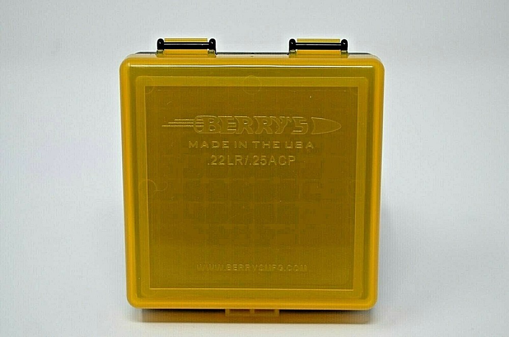22 lr Ammo Box / Case / Storage (5 PACK) Capacity 100 / YELLOW TOP-BLACK BOTTOM