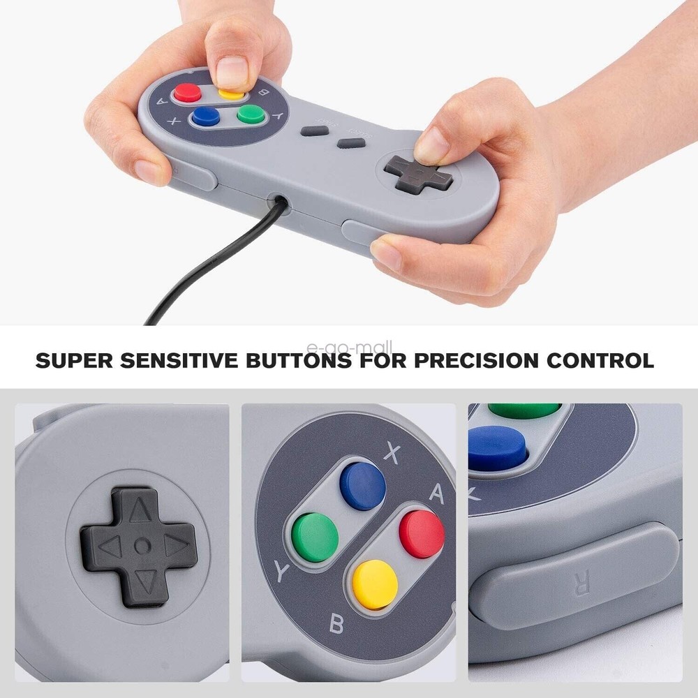 2 Pack Retro Super Nintendo SNES USB Controller for Windows PC Mac Raspberry Pi